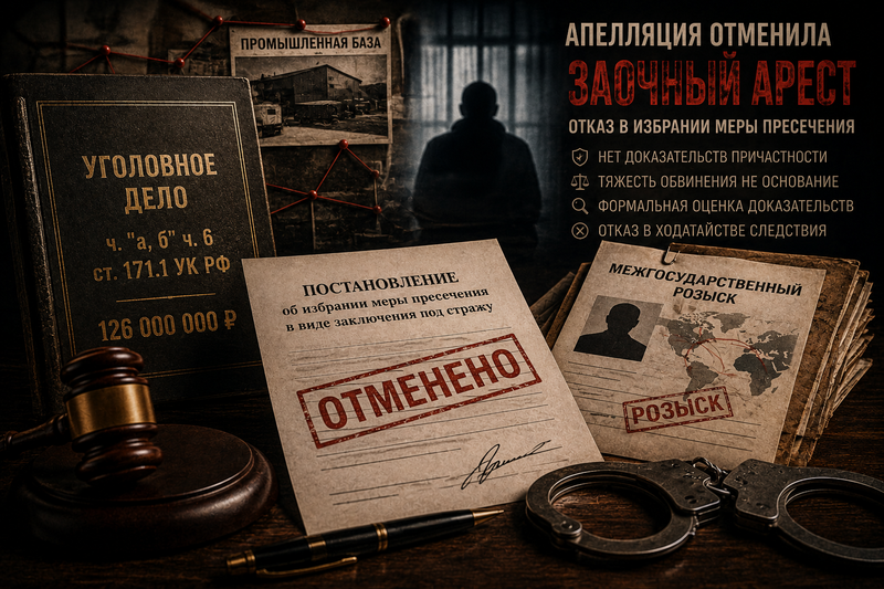 Отмена заочного ареста обвиняемого по ч. 6 ст. 171.1 УК РФ, находящегося в межгосударственном розыске