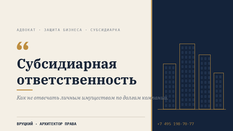 Субсидиарная ответственность: как собственнику и директору не отвечать личным имуществом по долгам компании