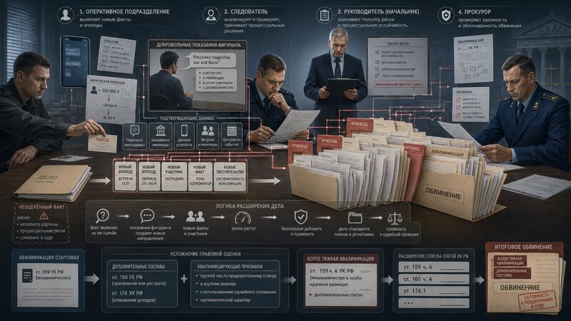 Обвинение растёт не случайно. Интересы следователя, оперативников и руководства