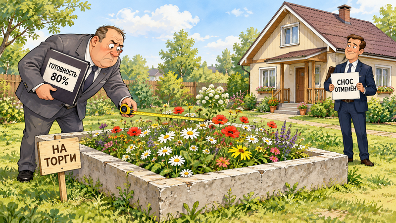 Дом снести, клумбу продать. История одного незавершённого строительства